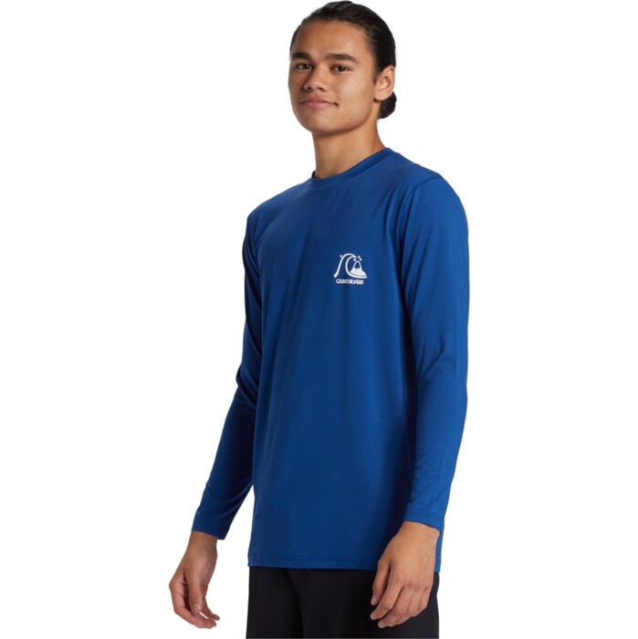 2024 Quiksilver Mens DNA Bubble Logo Long Sleeve Surf Tee AQYWR03189 - Monaco Blue